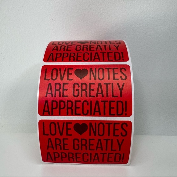 Thank You love notes are greatly appreciated stickers (100 pack) 2" - Picture 3 of 7